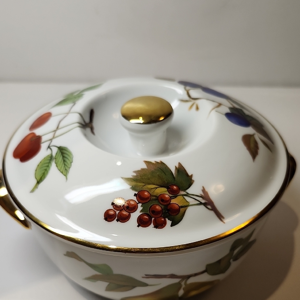 Royal Worcester Floral Lidded Dish with Gold Trim With Lid